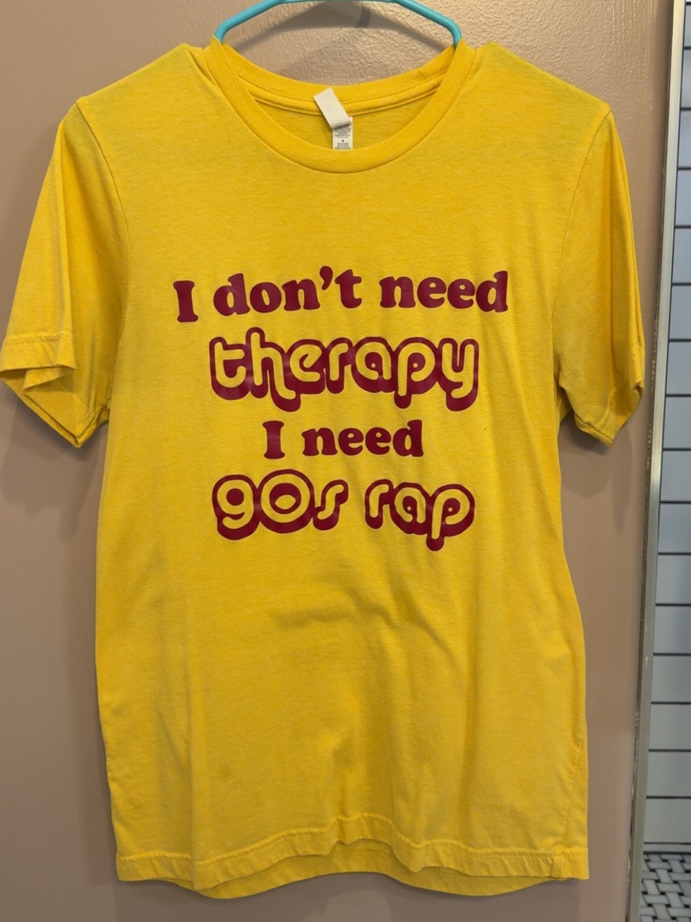 Bella Canvas Yellow Tee with Maroon 90s Rap Graphic